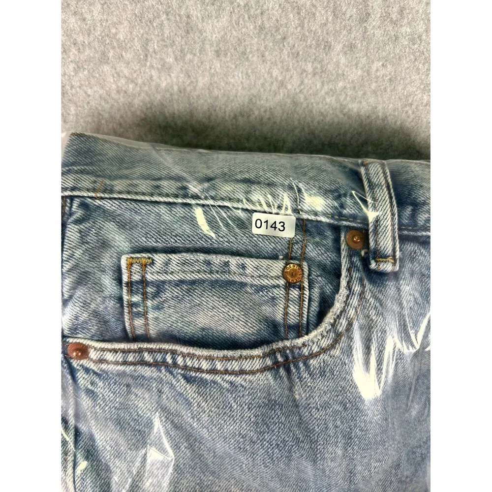 H&M Jeans Men's 34x32 Blue Denim Relaxed Fit Double Stitch Grunge Boho Americana